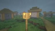 Torches burning during the rain (Image via Minecraft)